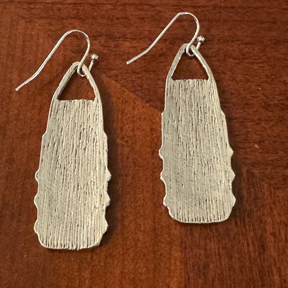 BOHO CRAFTED MULTI COLORED INLAID HOOK DANGLE SILVER TONE VINTAGE EARRINGS - Picture 6 of 6